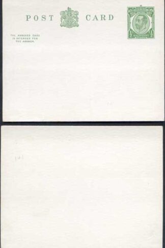 CP61 KGV 1/2d + 1/2d Green Inland Reply Card Format CF13 Stamp L11 Mint