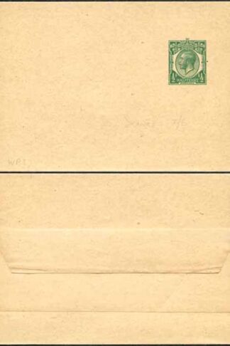 WP27 KGV 1/2d Green Newspaper Wrapper Stamp L13 Size B Mint