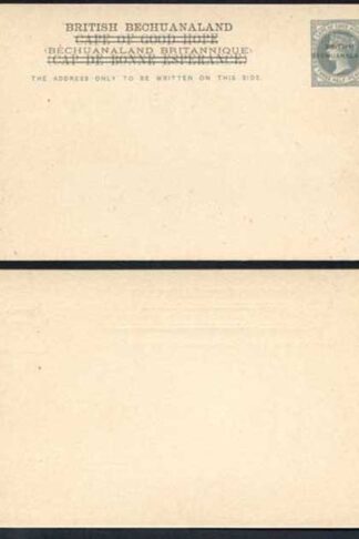 British Bechuanaland Overprint on Cape Of Good Hope QV 1 1/2d Grey Postcard Mint