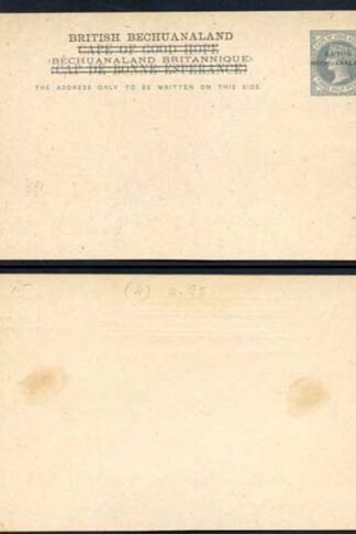 British Bechuanaland Overprint on Cape Of Good Hope QV 1 1/2d Grey Postcard Mint