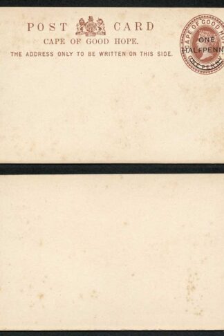 Cape Of Good Hope QV 1d Brown Postcard with one Halfpenny O/P Mint