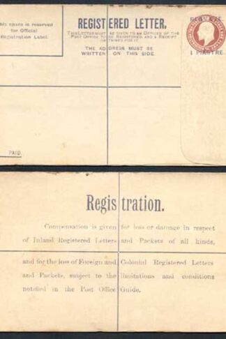 British Levant KEVII 1 Piastres O/P on 3d Brown Registered Letter Size G