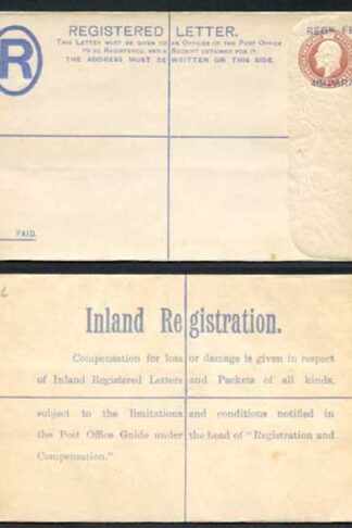 British Levant KEVII 40 Paras O/P on 3d Brown Registered Letter Size G