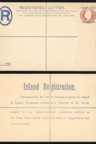 British Levant KEVII 40 Paras O/P on 3d Brown Registered Letter Size G