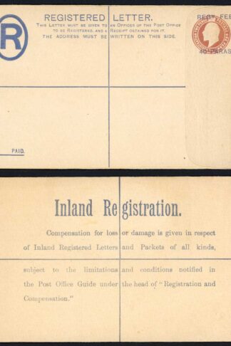 British Levant KEVII 40 Paras O/P on 3d Brown Registered Letter Size G