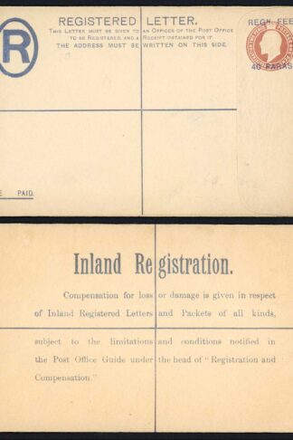 British Levant KEVII 40 Paras O/P on 3d Brown Registered Letter Size G