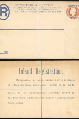 British Levant KEVII 40 Paras O/P on 3d Brown Registered Letter Size G