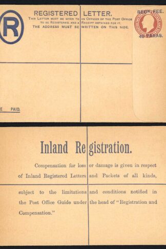 British Levant KEVII 40 Paras O/P on 3d Brown Registered Letter Size G