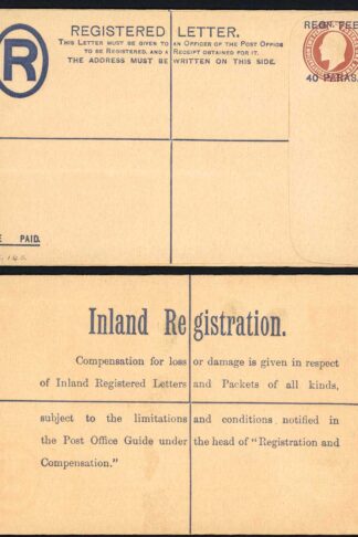 British Levant KEVII 40 Paras O/P on 3d Brown Registered Letter Size G