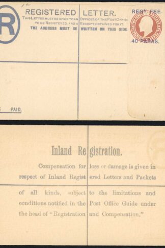 British Levant KEVII 40 Paras O/P on 3d Brown Registered Letter Size F