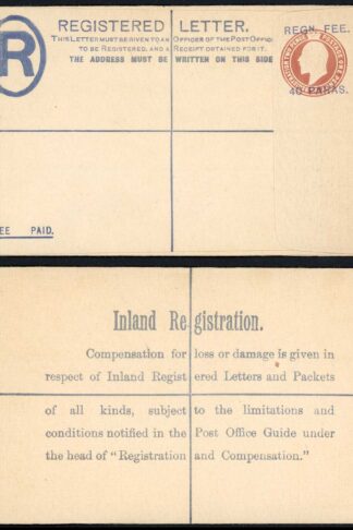 British Levant KEVII 40 Paras O/P on 3d Brown Registered Letter Size F