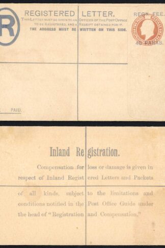 British Levant KEVII 40 Paras O/P on 3d Brown Registered Letter Size F