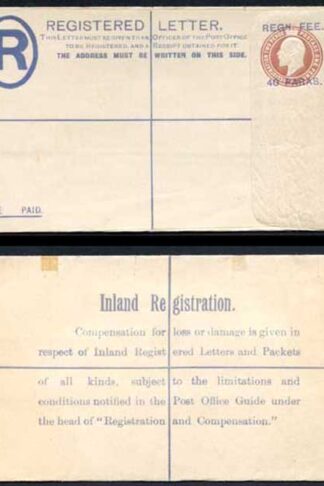 British Levant KEVII 40 Paras O/P on 3d Brown Registered Letter Size F