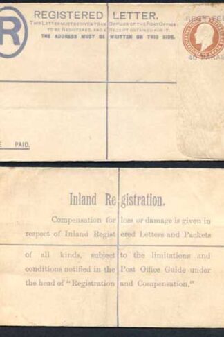 British Levant KEVII 40 Paras O/P on 3d Brown Registered Letter Size F