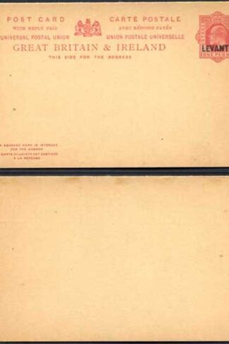 British Levant O/P on 1d Red Foreign Reply Postcard Mint
