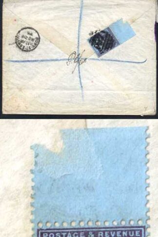 British Levant 40 Paras O/P on QV 2 1/2d Grey Envelope Uprated