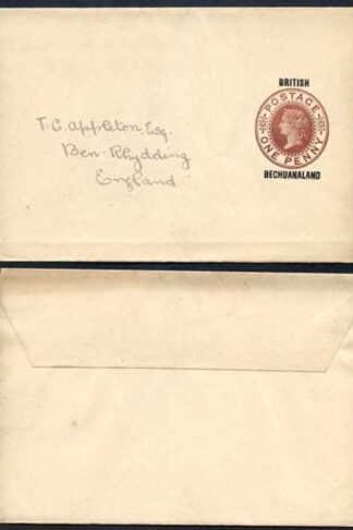 British Bechuanaland O/P on QV 1d Brown Newspaper Wrapper Mint Pre Addressed