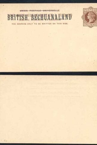 British Bechuanaland O/P on QV 1d Brown Foreign Postcard Mint