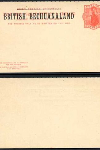 British Bechuanaland O/P on QV 1d Red Foreign Reply Postcard Mint