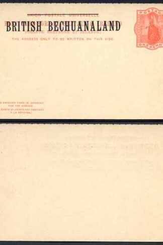 British Bechuanaland O/P on QV 1d Red Foreign Reply Postcard Mint