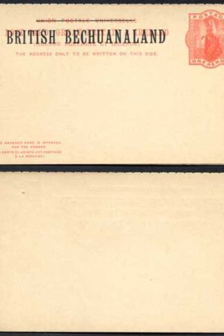 British Bechuanaland O/P on QV 1d Red Foreign Reply Postcard Mint