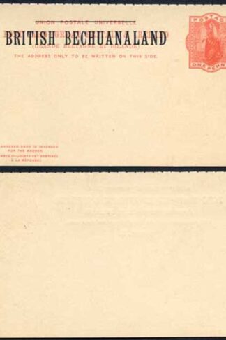 British Bechuanaland O/P on QV 1d Red Foreign Reply Postcard Mint