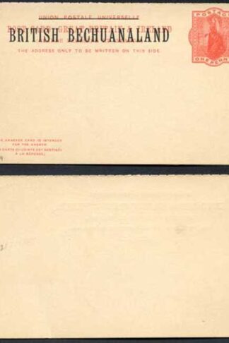 British Bechuanaland O/P on QV 1d Red Foreign Reply Postcard Mint