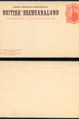 British Bechuanaland O/P on QV 1d Red Foreign Reply Postcard Mint