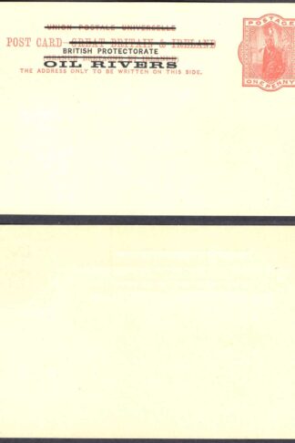 British Protectorate Oil Rivers O/P on QV 1d Red Postcard
