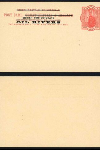 British Protectorate Oil Rivers O/P on QV 1d Red Postcard