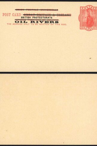 British Protectorate Oil Rivers O/P on QV 1d Red Postcard
