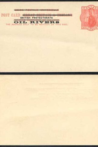 British Protectorate Oil Rivers O/P on QV 1d Red Postcard