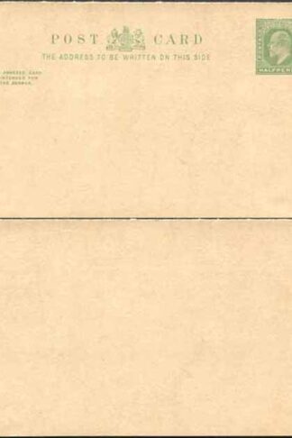 CP51 KEVII 1/2d + 1/2d Yellow Green Inland Reply Card Stamp L9 Format CF9 Mint