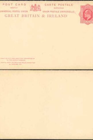 CP57b KEVII 1d + 1d Carmine Foreign Reply Card Stamp L10 Format CF12 Mint