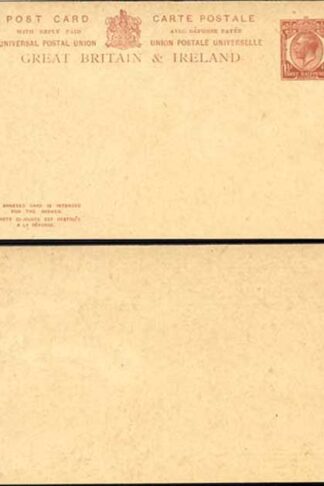CP80 KGV 1 1/2d + 1 1/2d Brown Foreign Reply Card Stamp L15 Format CF14 Size F