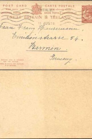 CP80 KGV 1 1/2d + 1 1/2d Brown Foreign Reply Card Stamp L15 Format CF14 Size F