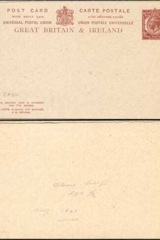 CP80 KGV 1 1/2d + 1 1/2d Brown Foreign Reply Card Stamp L15 Format CF14 Size F
