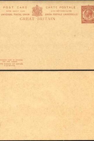 CP84 KGV 1 1/2d + 1 1/2d Brown Foreign Reply Card Stamp L15 Format CF15 Mint