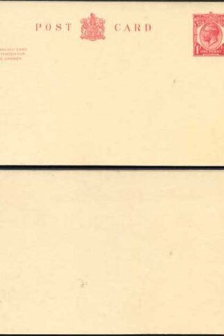 CP76 KGV 1d + 1d Carmine Inland Reply Card Stamp L14 Format CF13 Mint