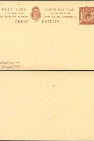 CP93 KGV 1 1/2d + 1 1/2d Brown Foreign Reply Card Stamp L15 Format CF16 Mint