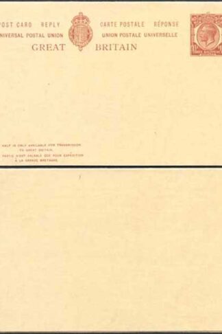 CP93 KGV 1 1/2d + 1 1/2d Brown Foreign Reply Card Stamp L15 Format CF16 Mint