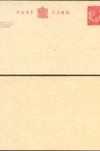 CP95 KGV 1d + 1d Carmine Inland Reply Card Stamp L14 Format CF13 Mint
