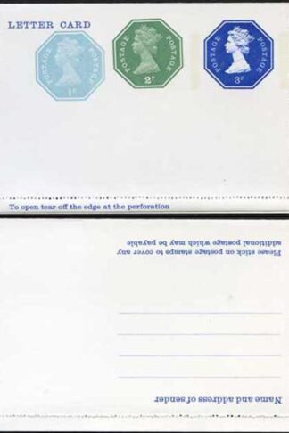 LCSP21 QEII 3p Blue + 2p Green + 1/2p Turqoise Letter Card Mint