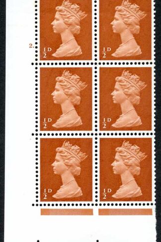 U1 1/2d Orange-brown PVA Two 9.5 Phosphor Bands Cylinder 2 Dot Perf A