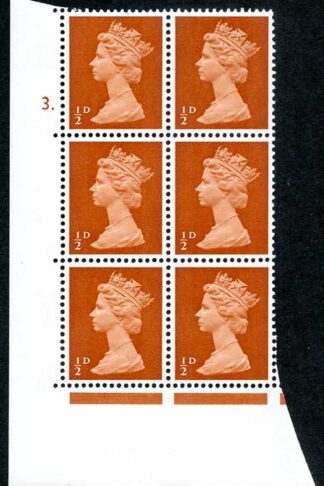 U1 1/2d Orange Brown PVA Two 9.5mm Phosphor bands Cylinder 3 Dot Perf A