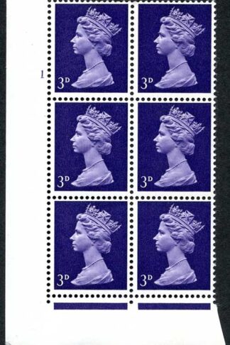 U8  3d Violet Arabic Head A One 4mm Centre Band Cylinder 1 No Dot Perf F(L)
