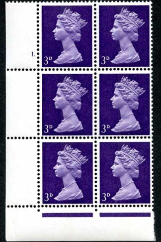 U8  3d Violet Arabic Head A One 4mm Centre Band Cylinder 1 Dot Perf F(L)
