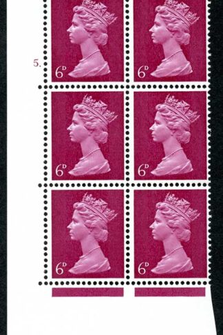 U18(1) 6d Bright Reddish Purple PVA Head A 9.5mm Bands Cyl 5 Dot Perf A