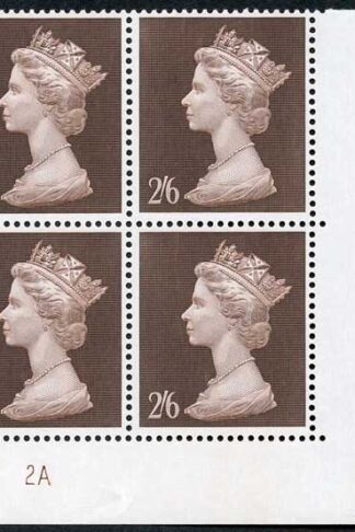 Spec UC1 SG787 2/6 Brown Plate 2A Block of Four U/M