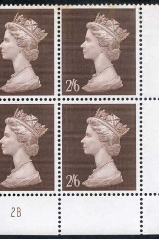 Spec UC1 SG787 2/6 Brown Plate 2B Block of Four U/M